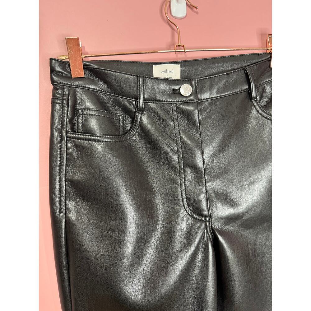 Wilfred Aritzia The Melina High-Waisted Vegan Leather Pant Black Size 6 Gothic - Picture 6 of 6